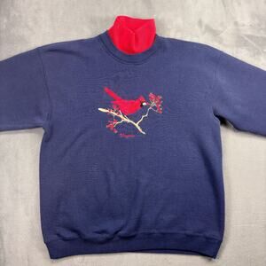 Vintage Lee Grandma Sweater Women's Large Blue Turtleneck USA Cardinals Virginia